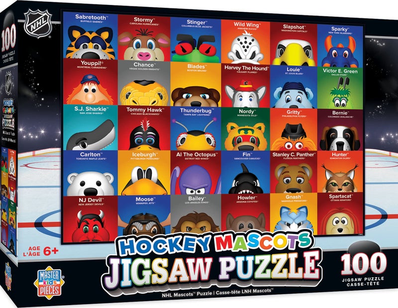 MasterPieces 100 Piece Sports Puzzle for Kids - NHL Mascots 100pc Puzzle - 14"x19" - Image 1